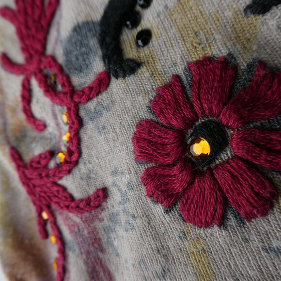 Vintage Y2K Spy Zone Exchange Pullover Top Embroidered Sequin Butterflies Mock - Picture 5 of 7